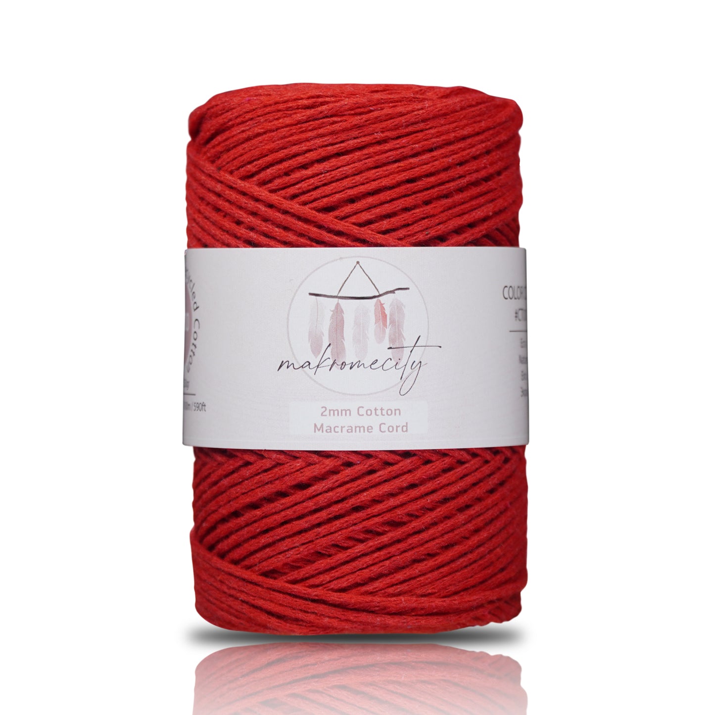Premium 250 gr 185 metre 2mm Koton Pamuk Makrome İpi - Kırmızı