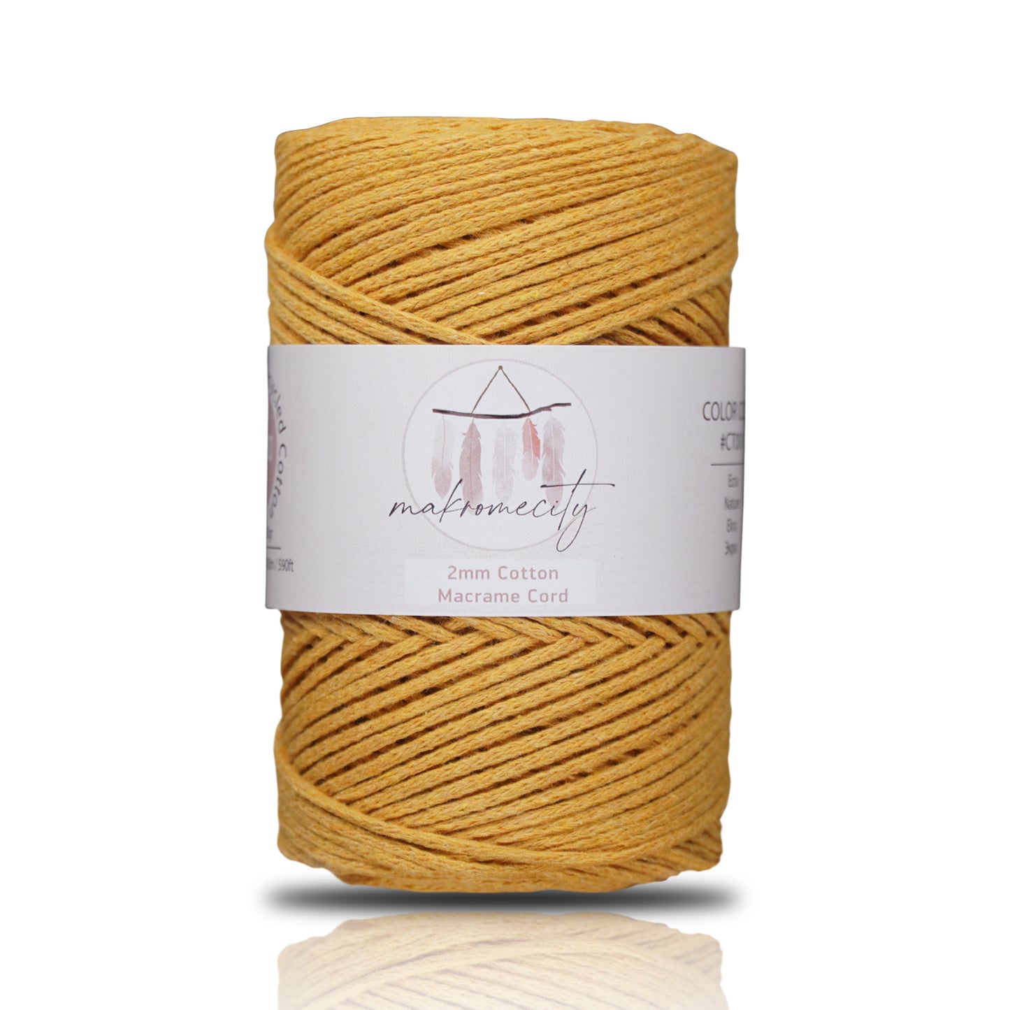 Premium 250 gr 185 metre 2mm Koton Pamuk Makrome İpi - Hardal