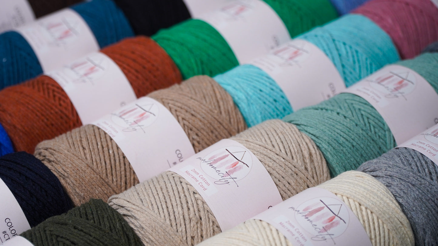 Premium 250 gr 185 metre 2mm Koton Pamuk Makrome İpi - Kırmızı