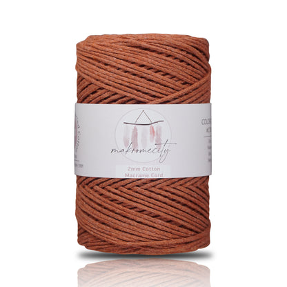 Premium 250 gr 185 metre 2mm Koton Pamuk Makrome İpi - Kiremit 