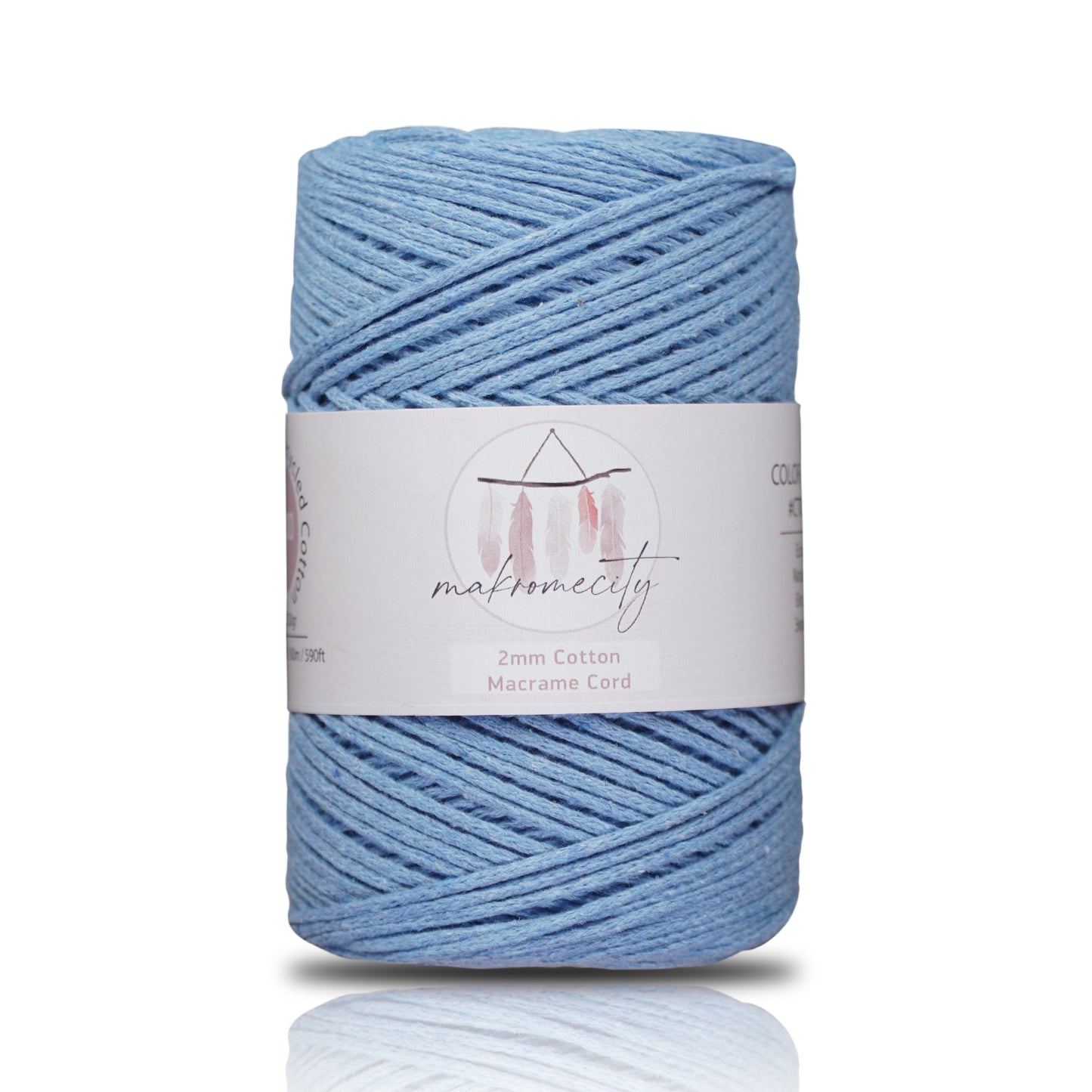 Premium 250 gr 185 metre 2mm Koton Pamuk Makrome İpi - Bebe Mavi 