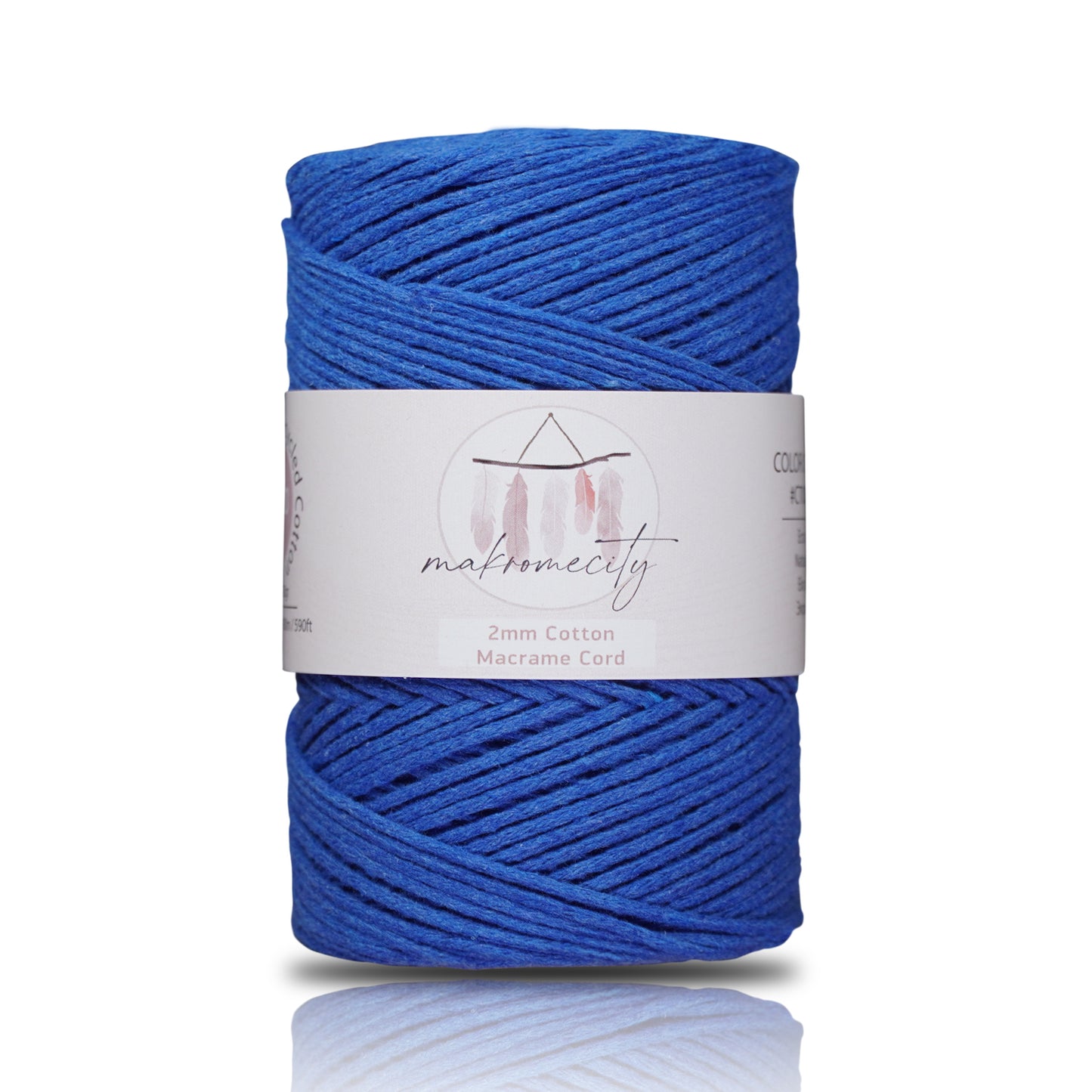 Premium 250 gr 185 metre 2mm Koton Pamuk Makrome İpi - Saks Mavi 