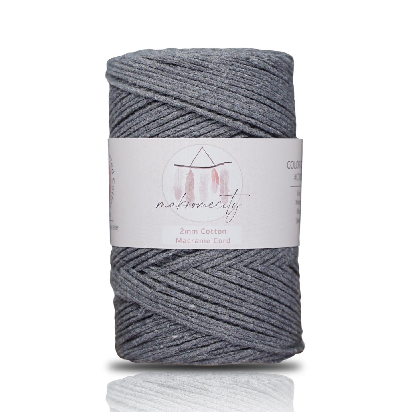 Premium 250 gr 185 metre 2mm Koton Pamuk Makrome İpi - Koyu Gri 