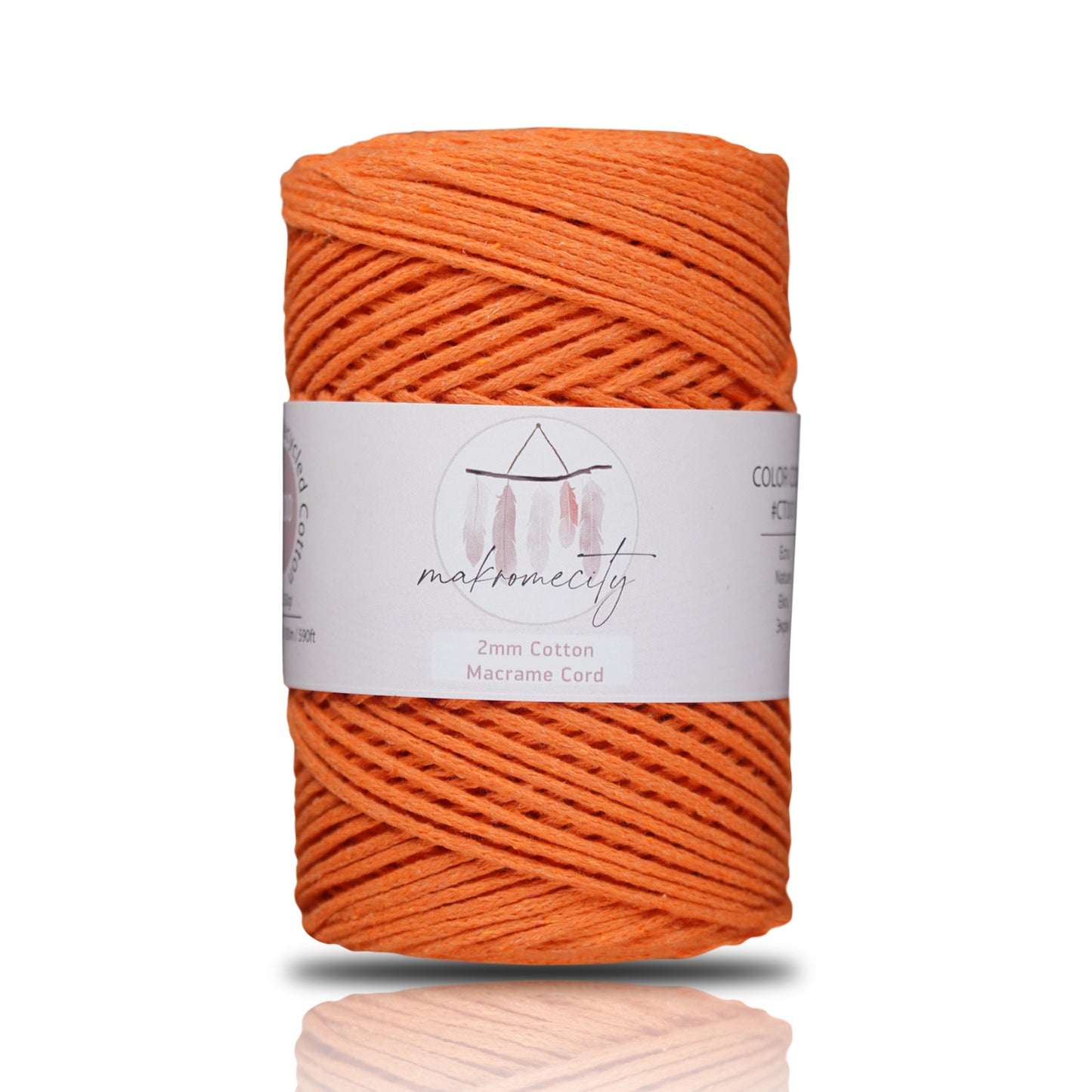 Premium 250 gr 185 metre 2mm Koton Pamuk Makrome İpi - Turuncu 