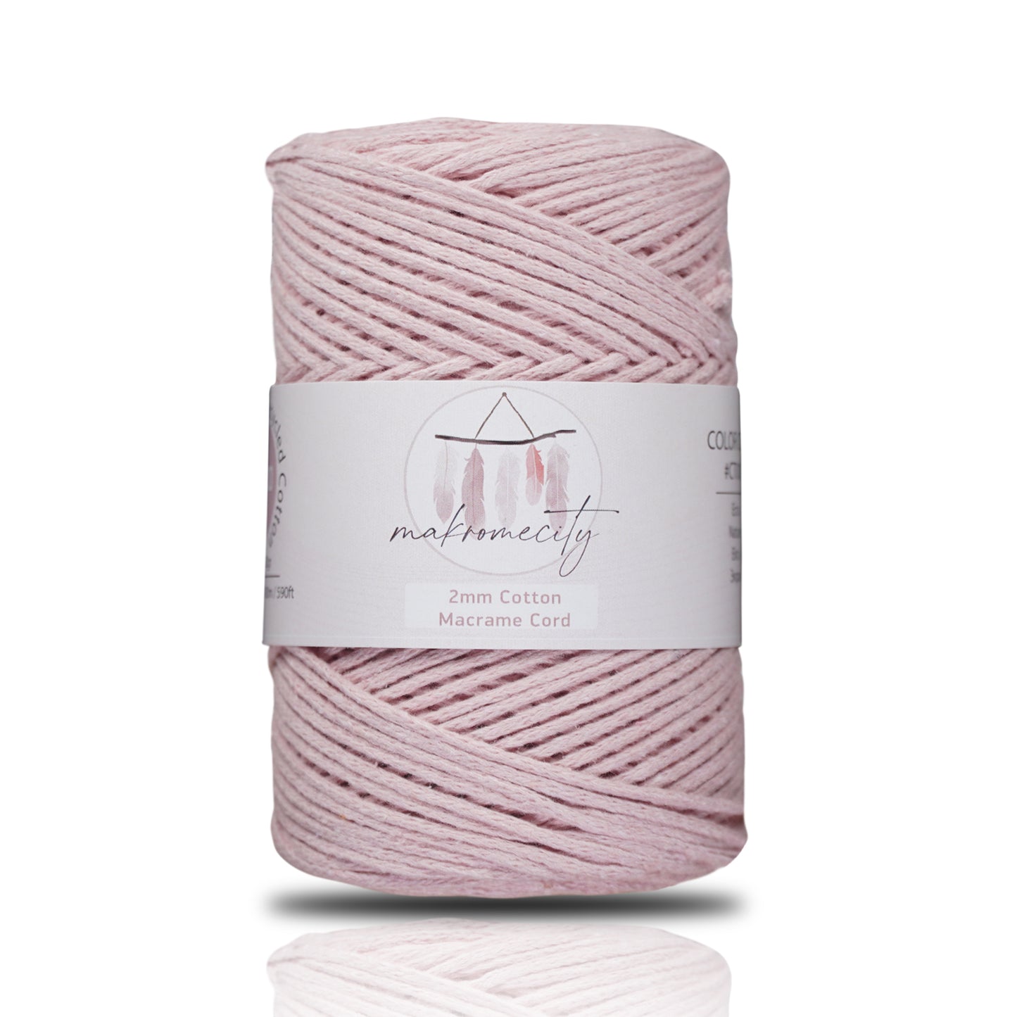 Premium 250 gr 185 metre 2mm Koton Pamuk Makrome İpi - Bebe Pembe 