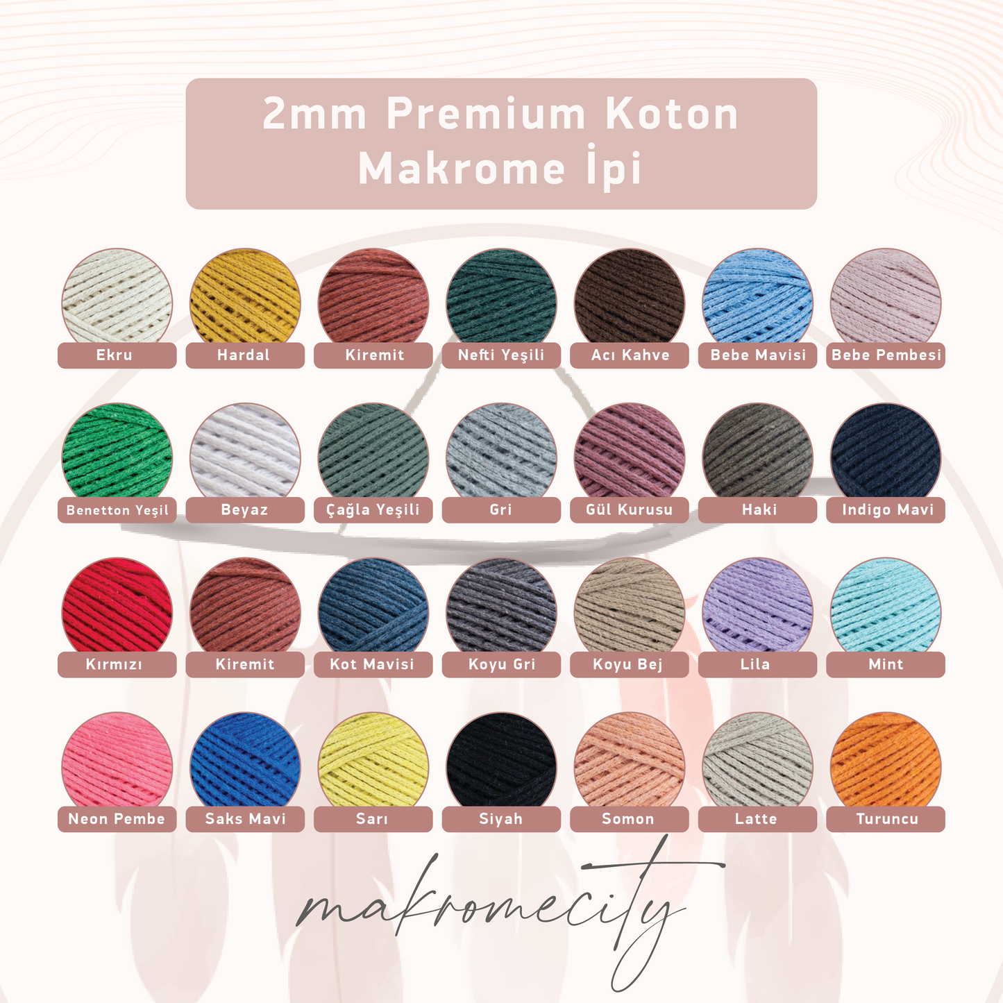 Premium 250 gr 185 metre 2mm Koton Pamuk Makrome İpi - Turuncu 