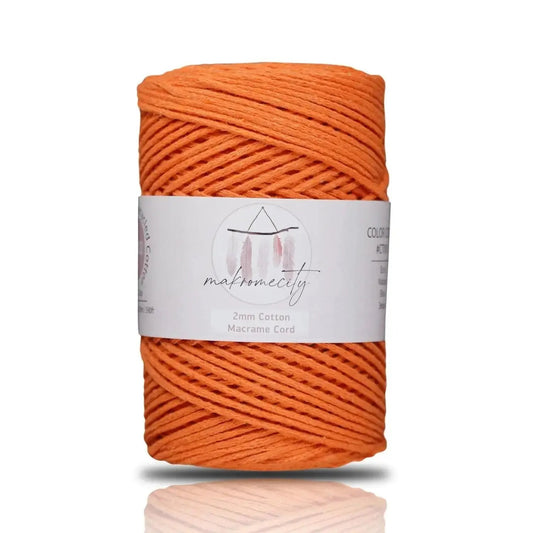 Cotton Macrame Cord 2mm x 195 Yards (590 feet) 2mm - Orange Makromecity